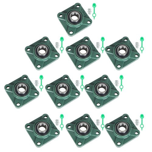 DURAFORCE 10PCS UCF205-16 Pillow Block Flange Bearing 1" Bore 4 Bolt Solid Base