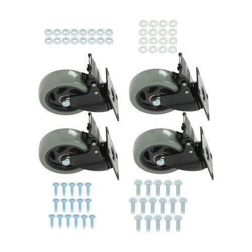 DURAFORCE 4 Pack Grey 4 Inch Swivel Caster Wheels Heavy Duty With brake
