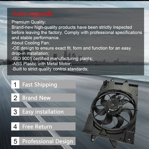 DURAFORCE 20815894 Condenser Plastic Cooling Radiator Fan Fit For 2010-17 GMC Terrain 2.4L