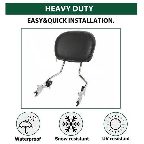 DURAFORCE For 09-26 Harley Davidson Touring Road Street Glide Passenger Sissy Bar Backrest