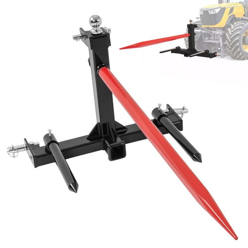 DURAFORCE 47" 3 Point Hay Bale Spear Receiver Hitch Cat 1 Tractor W/Gooseneck Ball 3000 LB