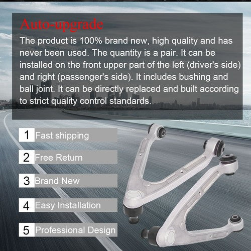 DURAFORCE Fit For 06-10 Hummer H3 H3T 2Pc Front Upper Control Arms Ball Joint LH & RH Kit