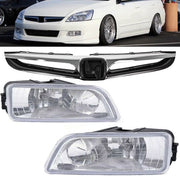 DURAFORCE Fit 2006-2007 Honda Accord Sedan Front Upper Grille & Bumper Grill Fog lights