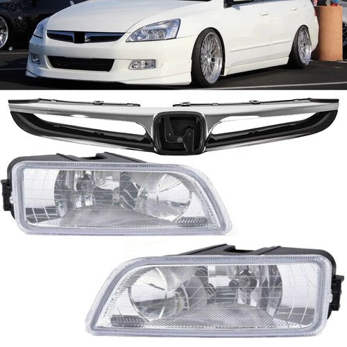 DURAFORCE Fit 2006-2007 Honda Accord Sedan Front Upper Grille & Bumper Grill Fog lights
