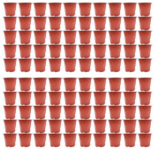 DURAFORCE 13×11×9CM Brick Red Round Plastic Plant Pots Flowerpot Nursery Pot