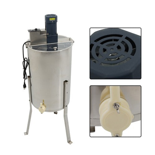 DURAFORCE 2/4 Frames 1300RPM Electric Honey Extractor Beekeeping Equipment Stainless Steel