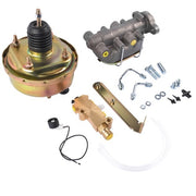 DURAFORCE 7 Inch Power Brake Booster, 1 Inch Bore Master, Bottom Mount Valve Disc/Drum Kit