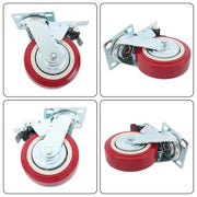 DURAFORCE 4 Pack 6' x 2' Heavy Duty Caster Wheel Swivel Plate PU With Brake Wheels