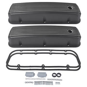DURAFORCE 3-11/16" Tall Finned Valve Covers Black for Chevy BBC 396 402 454 502 1965-1995