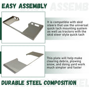 DURAFORCE 3/8" Universal Quick Tach Cut Out Skid Steer Mount Plate Adapter Loader
