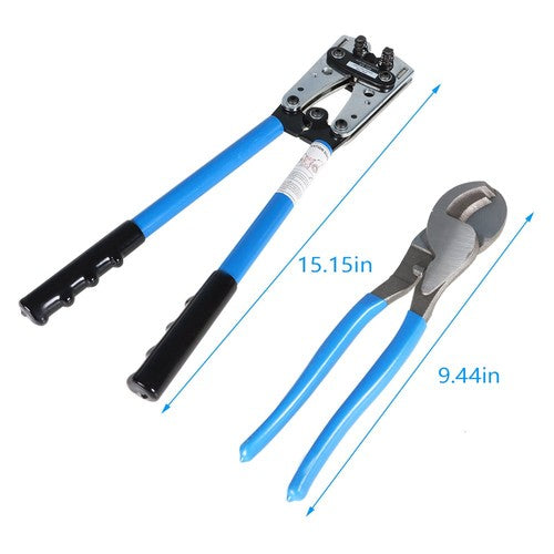 DURAFORCE Battery Cable Lug Crimping Tool Wire Crimper For 10-0AWG with Cable Cutter
