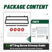 DURAFORCE For ATV/UTV/Tractor Driveway Yard Lawn Leveling Landscape Grader 4FT Drag Harrow