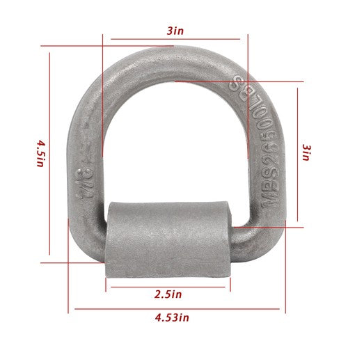 DURAFORCE 4 Pack 3/4" Heavy Duty Weld On Forged D Rings with Welding Clips, 26,500 lbs