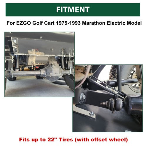 DURAFORCE 4" Block Full Lift Kit For EZGO Golf Cart 1975-1993 Marathon Electric 22" Tires