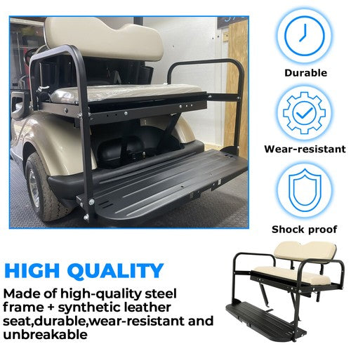 Flip Rear Back Seat Kit with Beige Cushion for Yamaha Drive G29 2007 2016