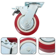 DURAFORCE 4 Pack 6' x 2' Heavy Duty Caster Wheel Swivel Plate PU With Brake Wheels