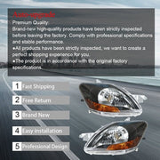 DURAFORCE Left & Right Pair Headlights Headlamps Black Housing For Toyota Yaris 2007-2012
