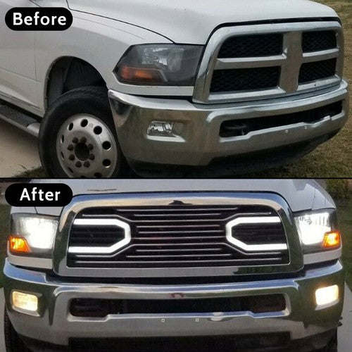 Chrome Grille Replacement Shell and Lights for 2010 2018 Dodge Ram 2500 3500 Big Horn