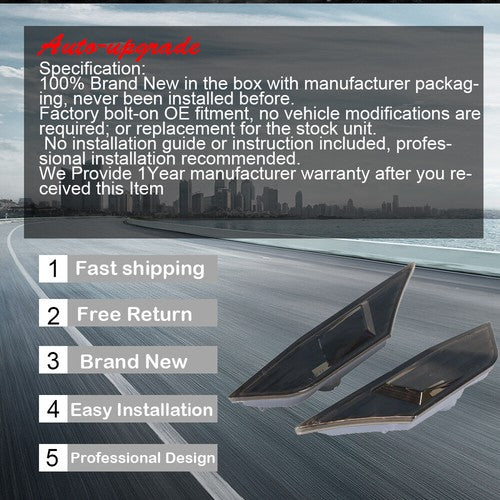 DURAFORCE For Honda Civic EX 16-21 1.5L Front Turn Signal Light w/Bulbs Driver+Passenger