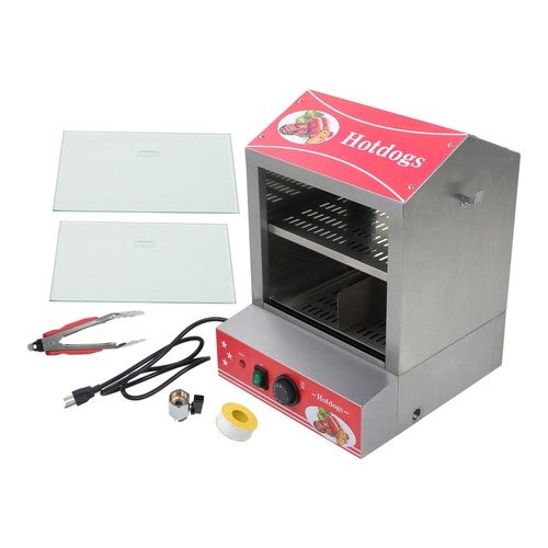 DURAFORCE 27L Hot Dog Machine Hot Dog Steamer with Bun Warmer 500W 175 Hotdogs 40 Buns