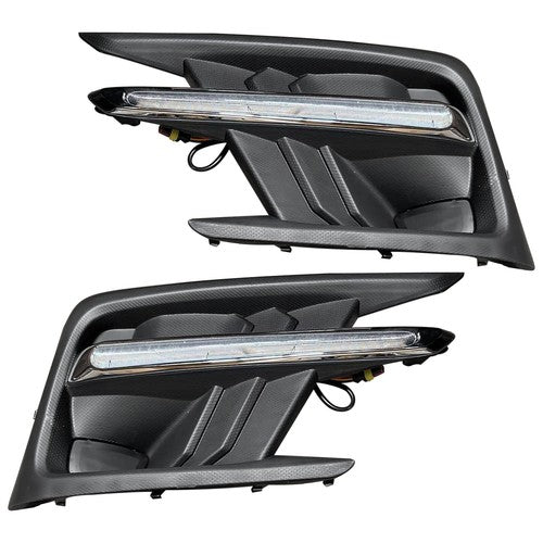 DURAFORCE Pair Fog Light Covers W/LED White DRL+Yellow Turn Signal For 19-22 Subaru Ascent