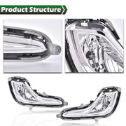 DURAFORCE Fit For 2012-2017 Hyundai Accent Clear Bumper Fog Lights w/ Bulbs+Wiring+Switch
