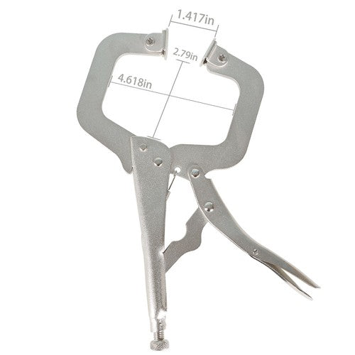 DURAFORCE Adjustable C-Clamp Locking Pliers Set 11" Locking Welding With Swivel Pads 6 Pcs