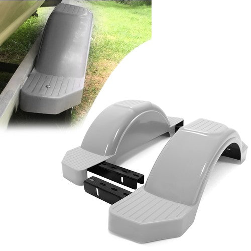 DURAFORCE For 12" Wheels Tires Skirt Boat 2PCS Gray Single Axle Trailer Fenders w/ Steps