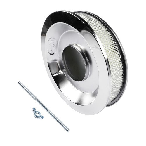 DURAFORCE 14 Full Finned Aluminum Round Air Cleaner Air Filter Kit Polished Recessed Base