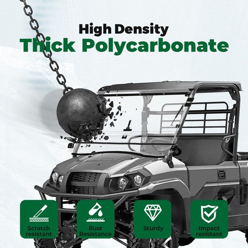 DURAFORCE 2-in-1 Scratch Resistant Flip Windshield For Kawasaki Mule PRO MX 2019-2025