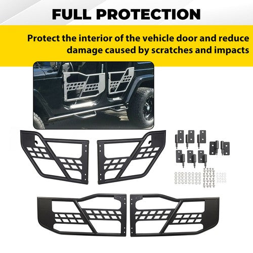 Textured Tube Safari Tubular Doors Front Rear for Jeep Wrangler JK 07-18 4DR