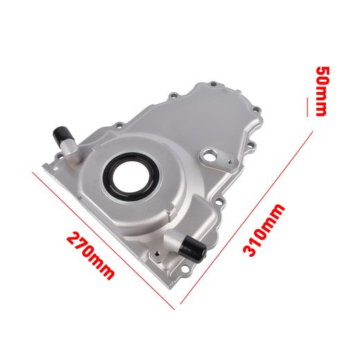 DURAFORCE Timing Cover with 10AN Twin Turbo Oil Drain Fittings for LS Gen IV GM LS 6.2L