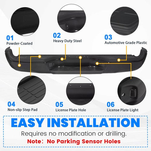Complete Black Rear Bumper Assembly for 2005 2015 Tacoma 05 15 SR5