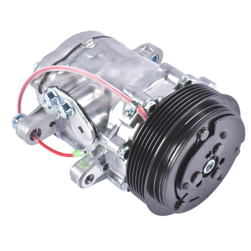 DURAFORCE New AC Compressor w/ 6-Groove Pulley for Sanden SD7 Style Serpentine Belt Silver