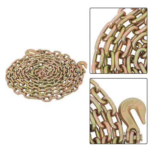 DURAFORCE Binder Transport Chain G80 Steel 7100Lbs Tow Chain 3/8In × 20FT With Grab Hooks