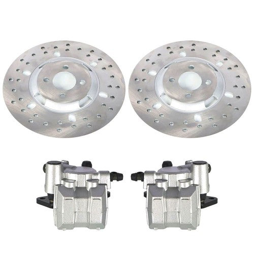 DURAFORCE Front Brake Calipers & Disc Rotors For Yamaha Big Bear 400 YFM400F 4x4 2000-2006