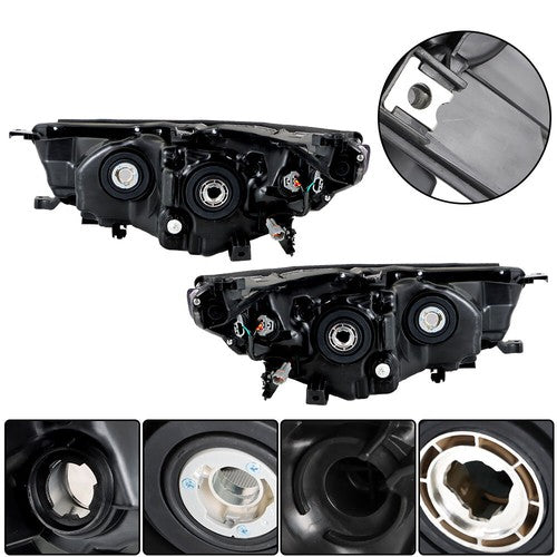 DURAFORCE Left+Right Side Clear Front Headlights Headlamps For Toyota Highlander 2014-2016