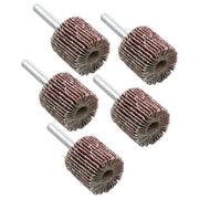 DURAFORCE 5 Pack 1" x 1" x 1/4" Shank Mounted Flap Wheels 80 Grit Aluminum Oxide