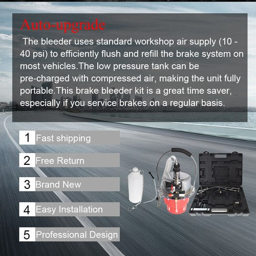 DURAFORCE Portable Pneumatic Air Pressure Brake Kit and Clutch Bleeder Valve System Kit