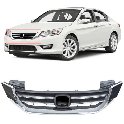 DURAFORCE Chrome Front Upper Bumper Radiator Grille for Honda Accord Sedan 2013-2014-2015