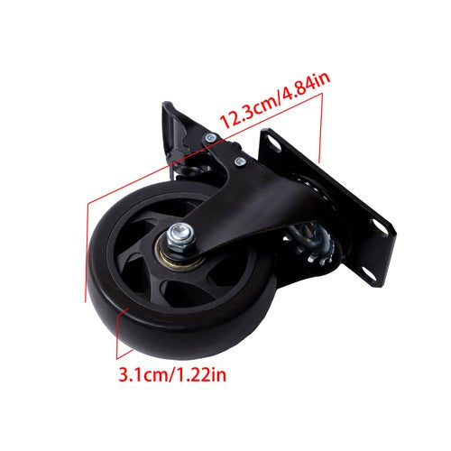 DURAFORCE 4 Inch Universal Heavy Duty Swivel Caster Wheels × 4 with Brakes Black