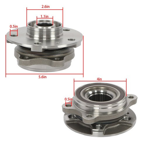 DURAFORCE 4pcs Wheel Hub Bearing Assembly Front/Rear For Audi A4 A5 A6 Q5 S4 S5 All Models
