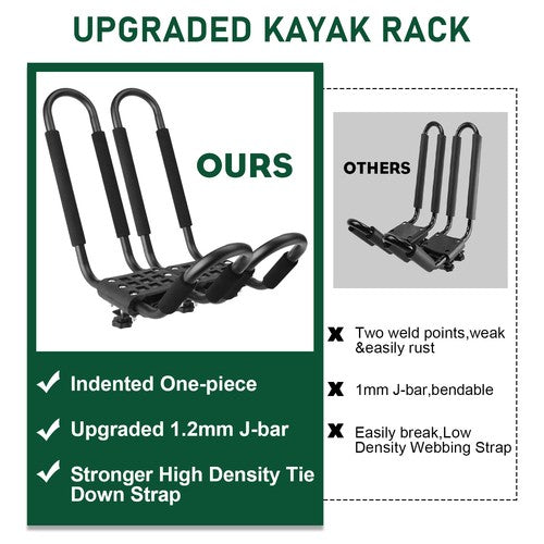 DURAFORCE Set of 4 PCS Canoe Boat Kayak Roof Rack Car SUV Truck Top Mount J-Bar Holder