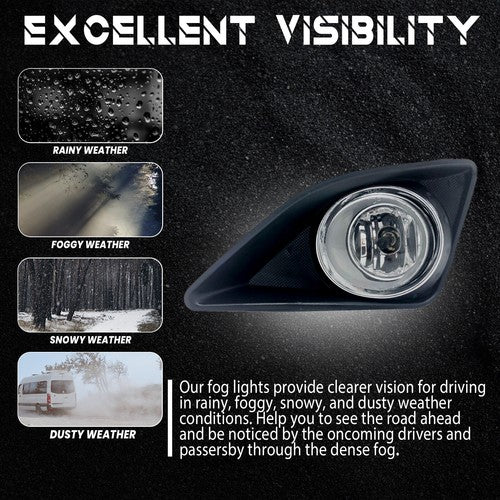 DURAFORCE Chrome Fog Lights Pair w/wiring for 2009-2010 for Toyota Corolla LE CE XLE XRS