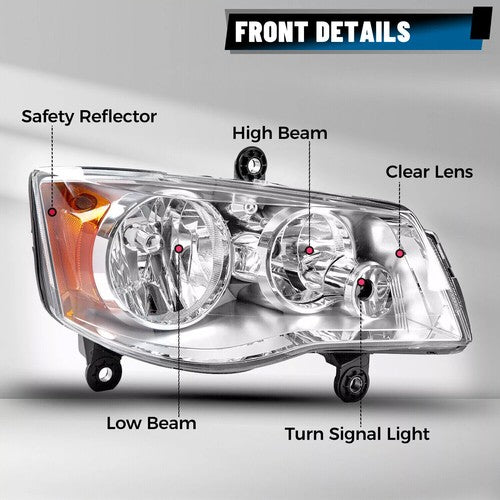 Passenger Side Headlight for 08 16 Chrysler Town and Country 11 20 Grand Caravan