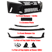 DURAFORCE Fit Lexus IS250 IS350 06-13 Bumper Grill+Lip+Fog Light Conversion to 21+ F-Sport