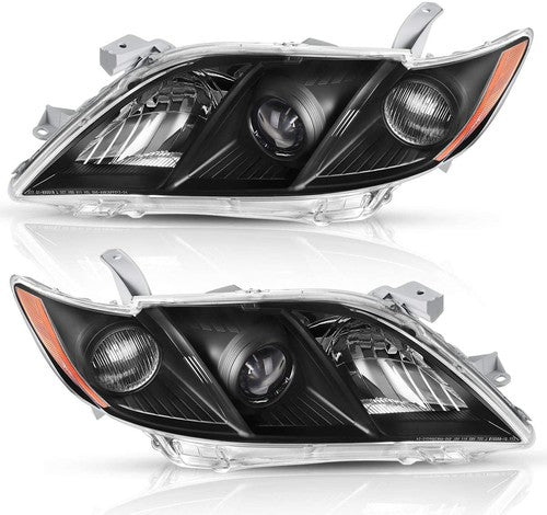 DURAFORCE Fit For Toyota Camry 2007-2009 LH+RH Headlight Replacement Black Housing