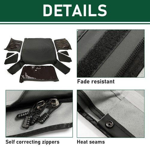 DURAFORCE 4 For Jeep Wrangler TJ Soft top Replacement, 97-06,w/Tinted Windows, Black Vinyl