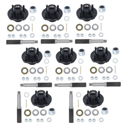 DURAFORCE With Trailer Bearing Kit 8 Sets 4 on 4" Trailer Hub Kit And 1" Round BT8 Spindle