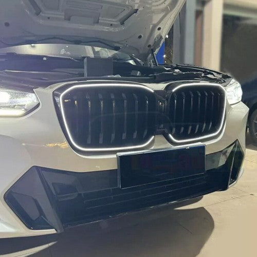 For BMW 2022-2024 X3 X4 G01 G02 Front Bumper Kidney DRL Grill Grille With LED